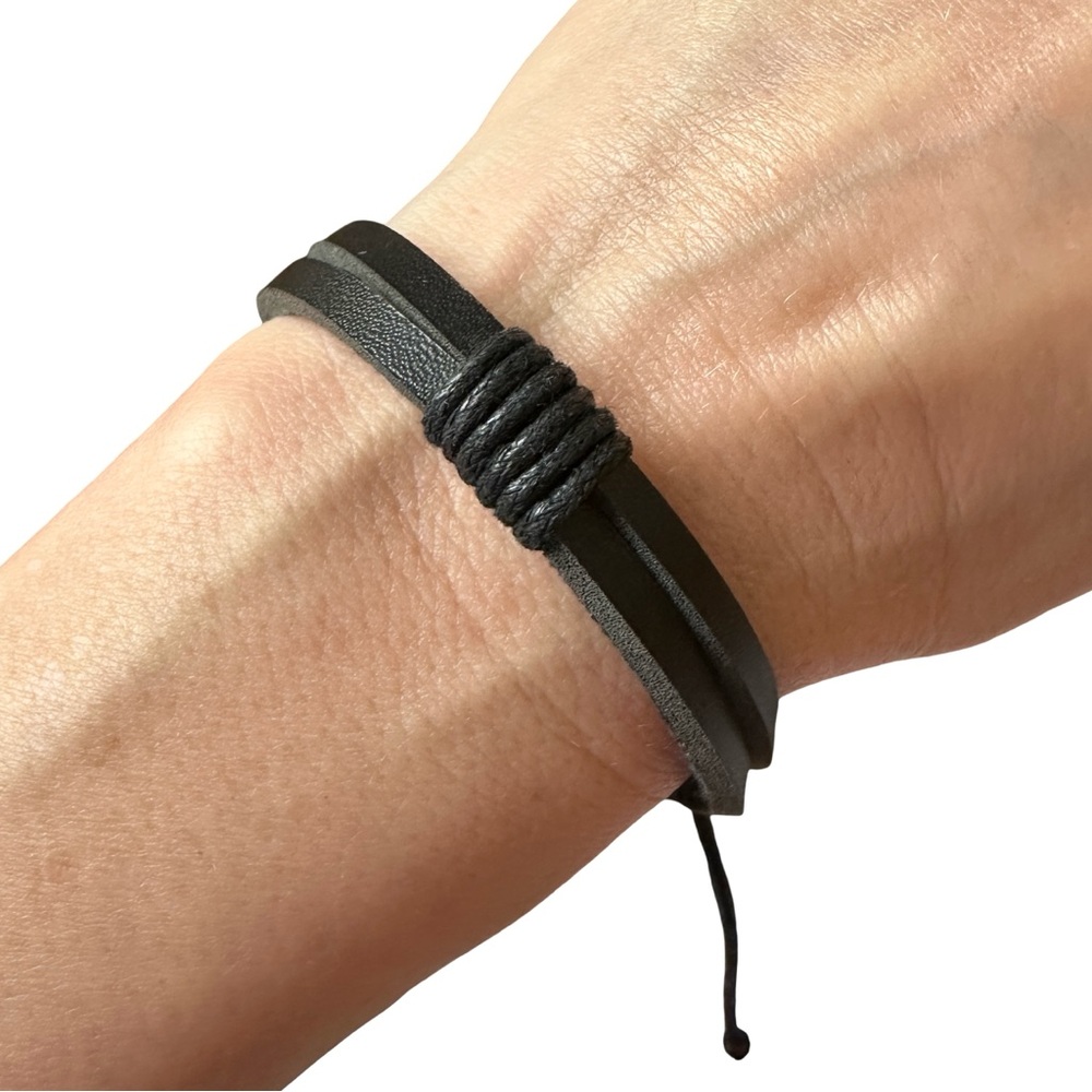 ⭐️ 5 for $25 Black Leather Adjustable Bracelet
